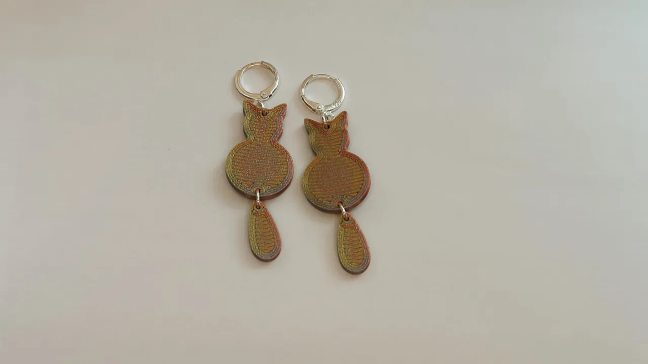 Fat cat earrings view 3