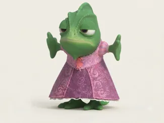 Pascal in Rapunzel’s Dress