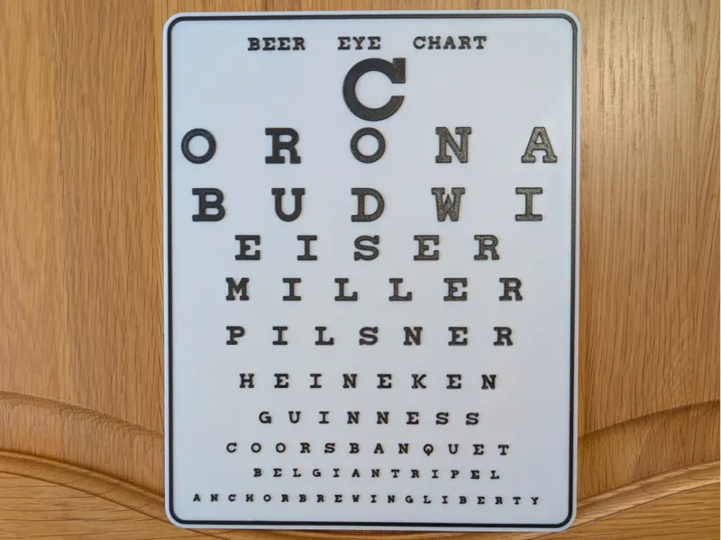 Funny Beer Eye test Chart Sign Man Cave Wall Art