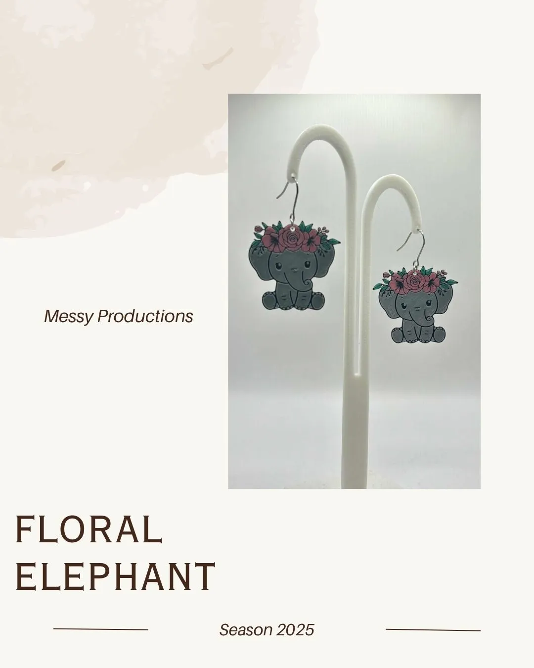 Floral Elephant Earrings view 3