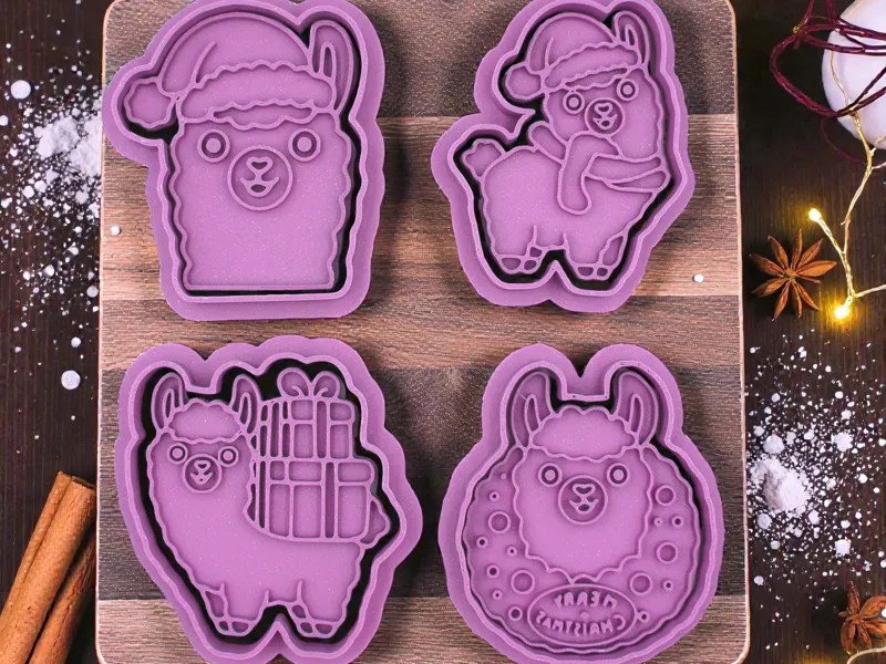 4-Piece Christmas Alpaca & Llama Cookie Cutter Set
