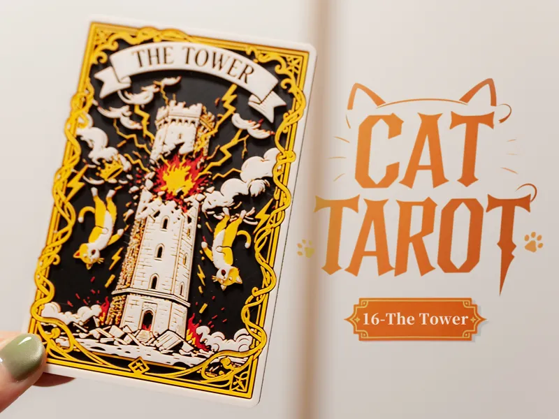 Cat tarot-16-The Tower