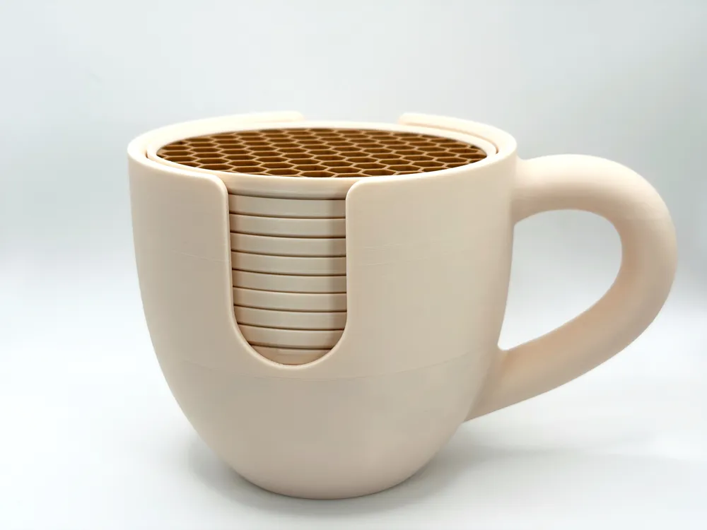 Mug Coaster Holder with Coasters - Free 3D Print Model - MakerWorld