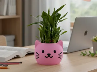 Cute Cat Face Planter – Smooth & Fuzzy  (No AMS)