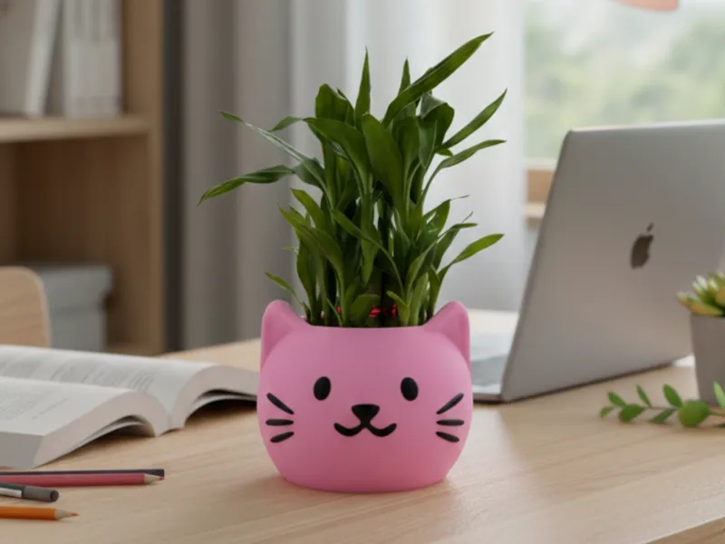 Cute Cat Face Planter – Smooth & Fuzzy  (No AMS)