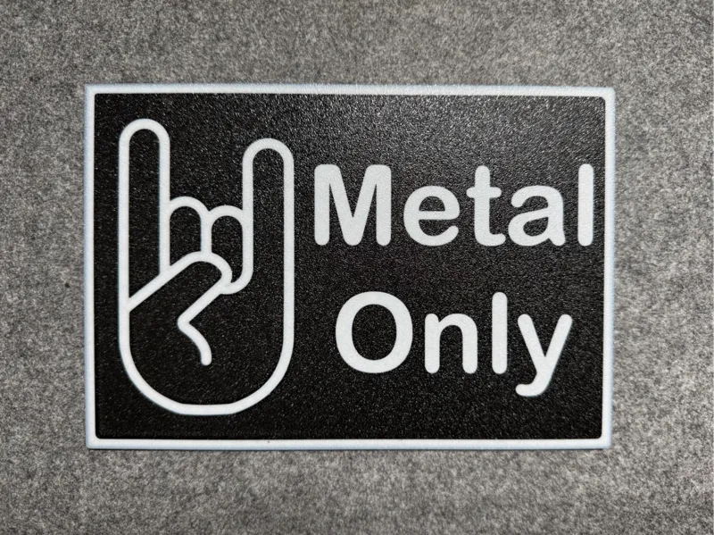 Metal Schild Heavy Metal Pommesgabel 