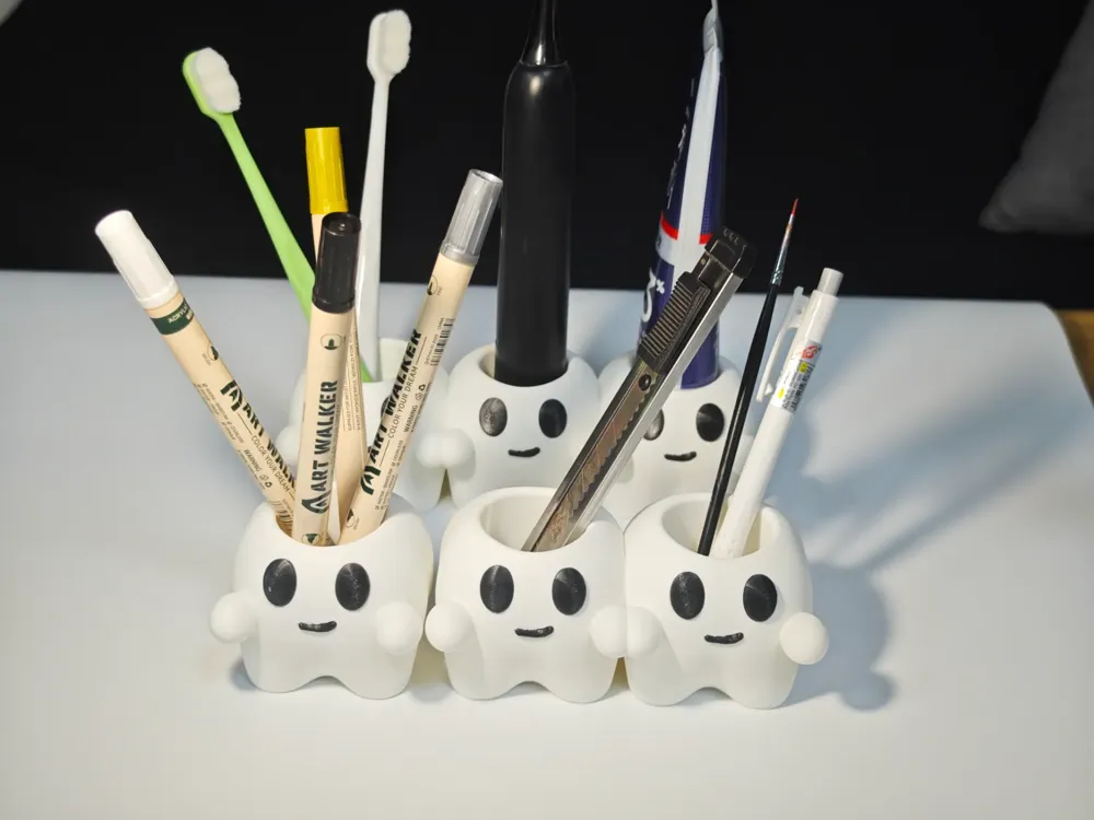 Modeling Toothpaste Pen Big white teeth~Toothbrush and toothpaste holder~Pen holder by 顺遂如意 ...
