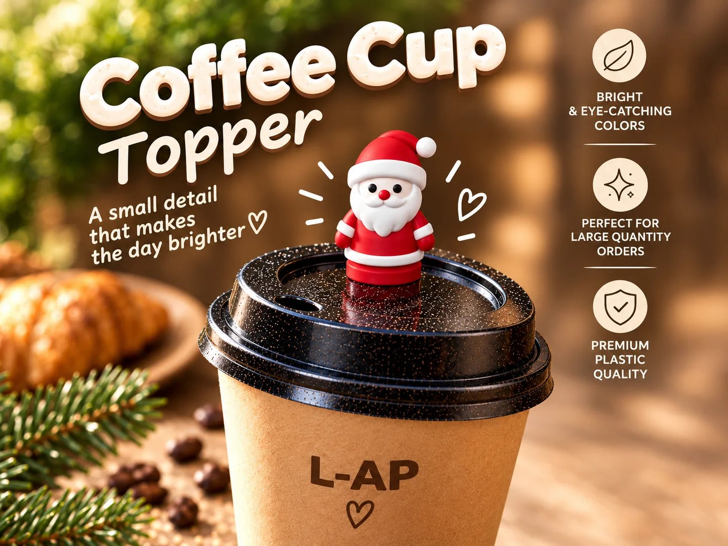 Santa Christmas Coffee Cup Lid Topper - 1