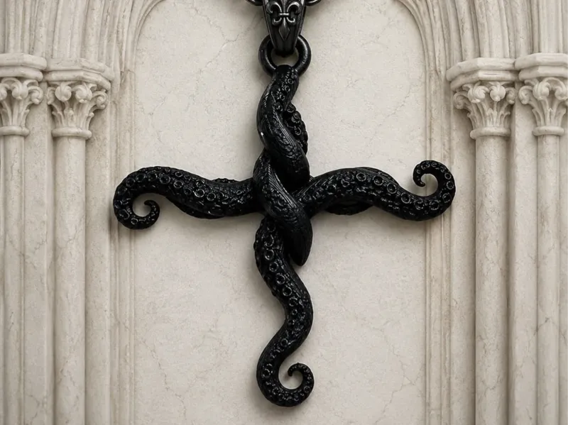 Gothic Tentacle Cross Necklace Pendant