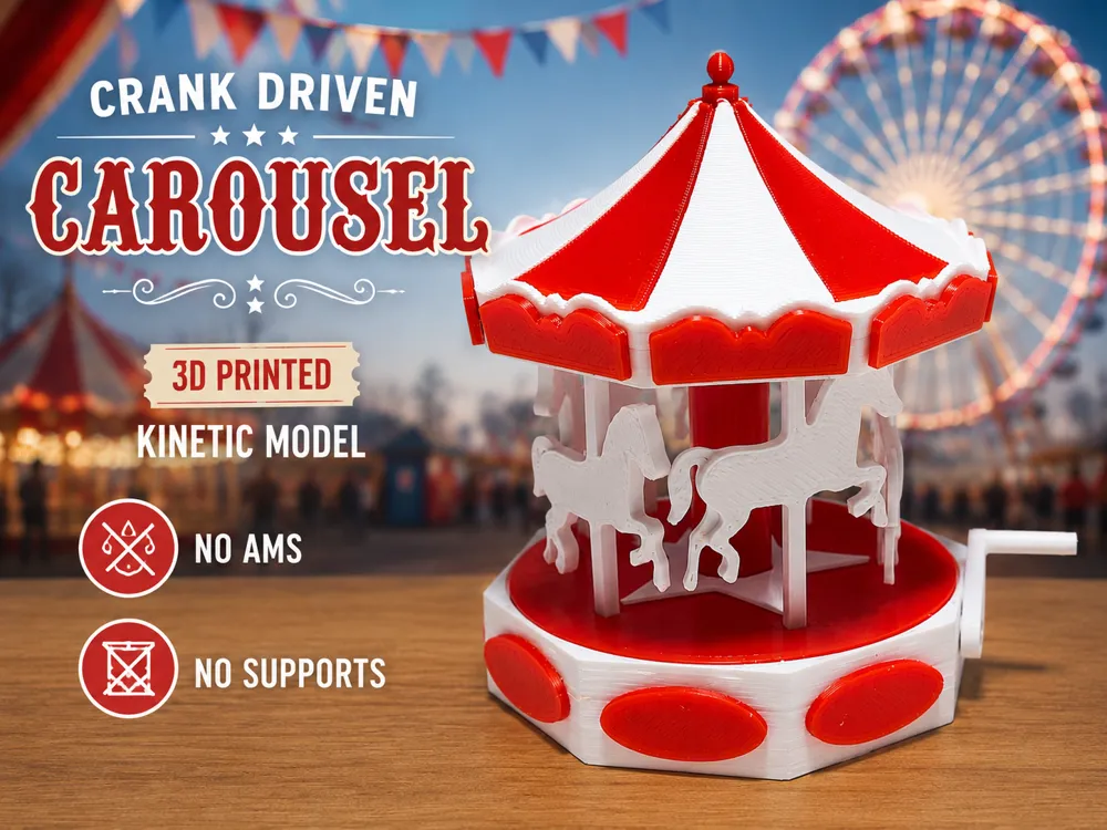 Accesorio para impresora 3D: Crank Driven Carousel. Referencia del modelo original.