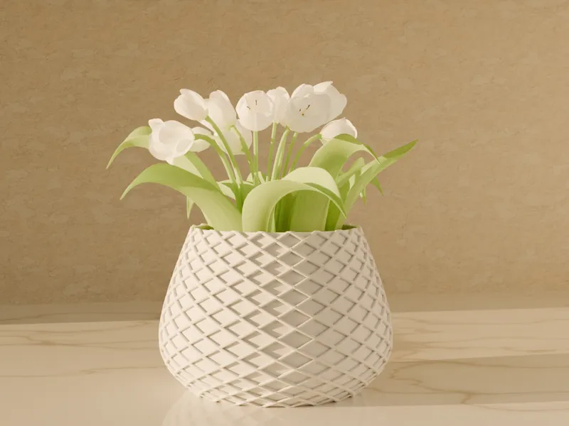 Small Plant Vase with Crossing lines