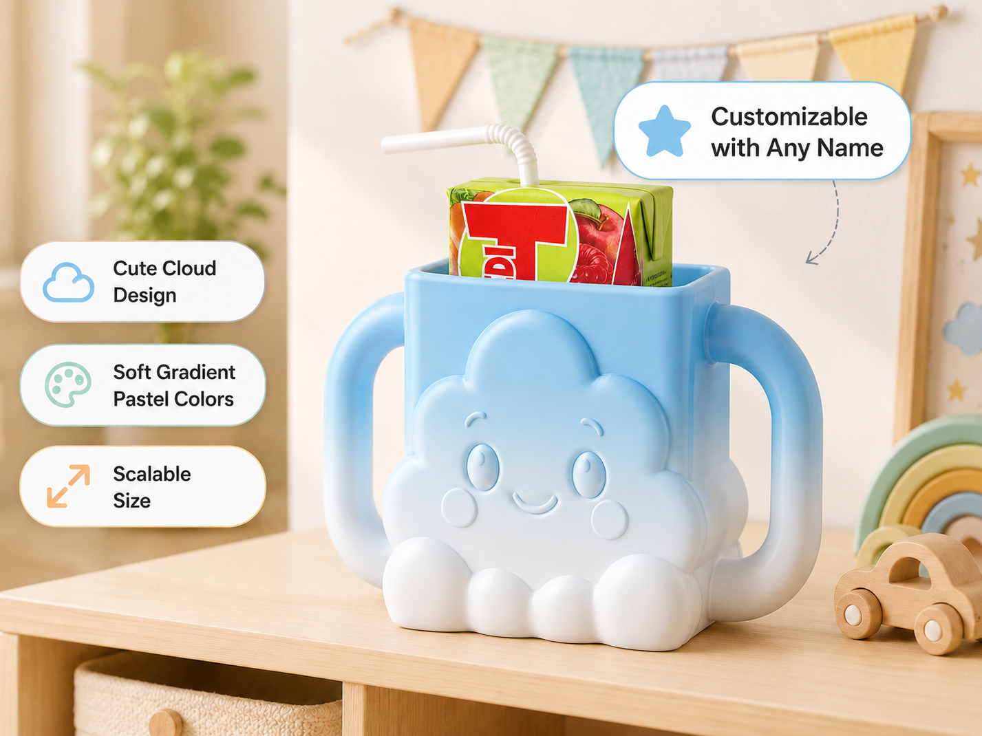 Cloud Sip Buddy – Cute Juice Box Holder for Kids