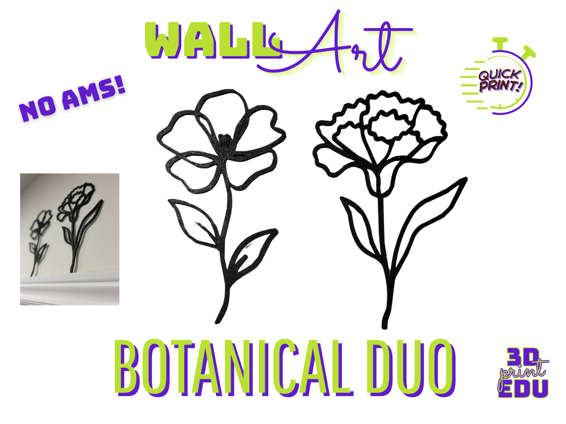 Botanical Flower Wall Art Duo