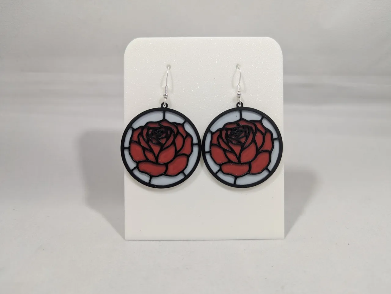 Rose sained glass earrings - 3 variants view 4