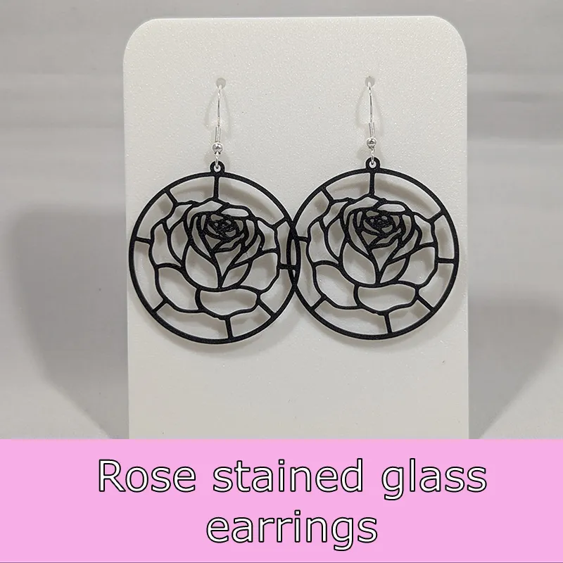 Rose sained glass earrings - 3 variants view 3