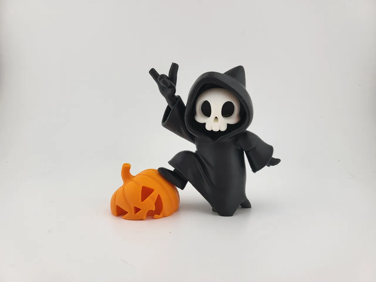 Kawaii Grim Reaper with Pumpkin – Spooky Halloween view 4