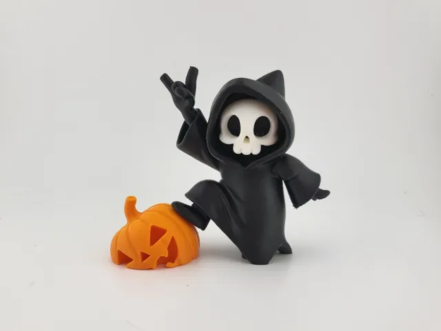 Kawaii Grim Reaper with Pumpkin – Spooky Halloween