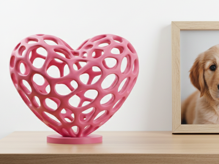 Voronoi Heart Sculpture - Elegant 3D Decor