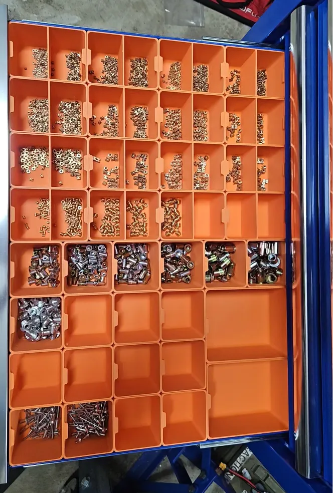 Toolbox Tub Organisers with label/handle tab