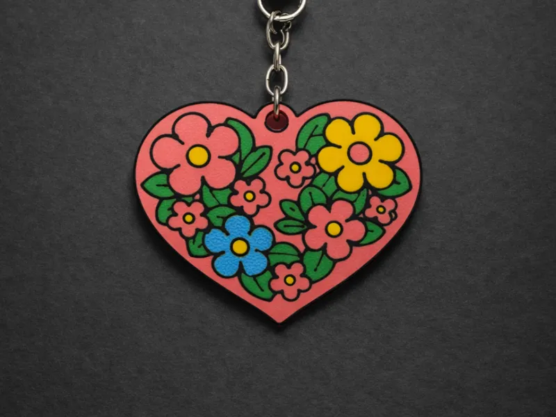 Flower heart keychain