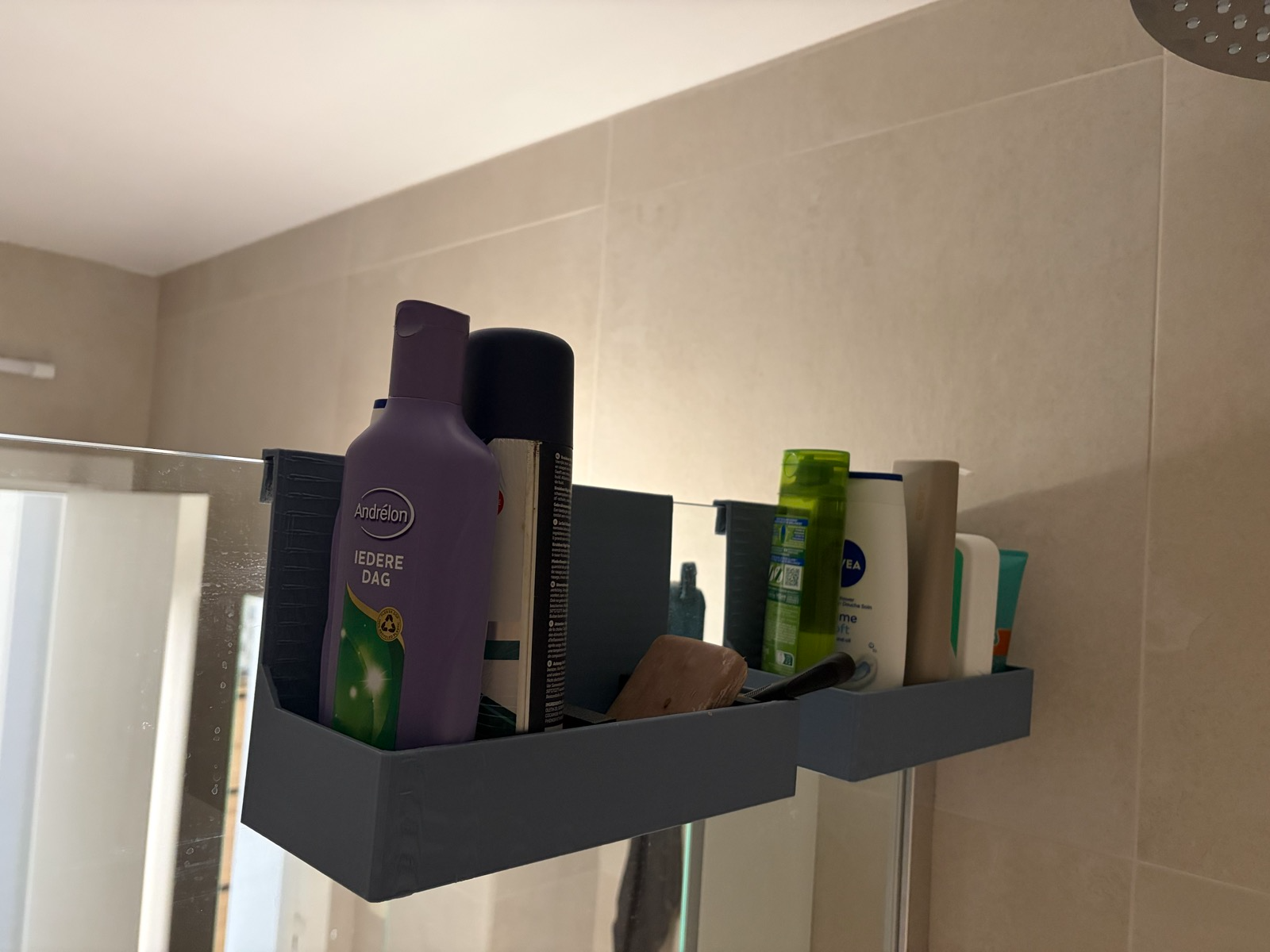 Glass Shower Door Basket