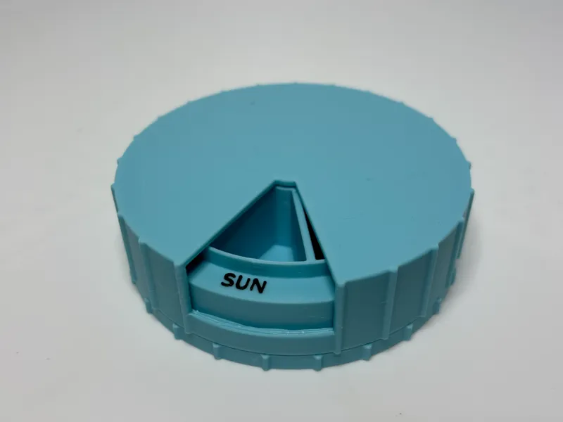 Rotary daily pill organizer case