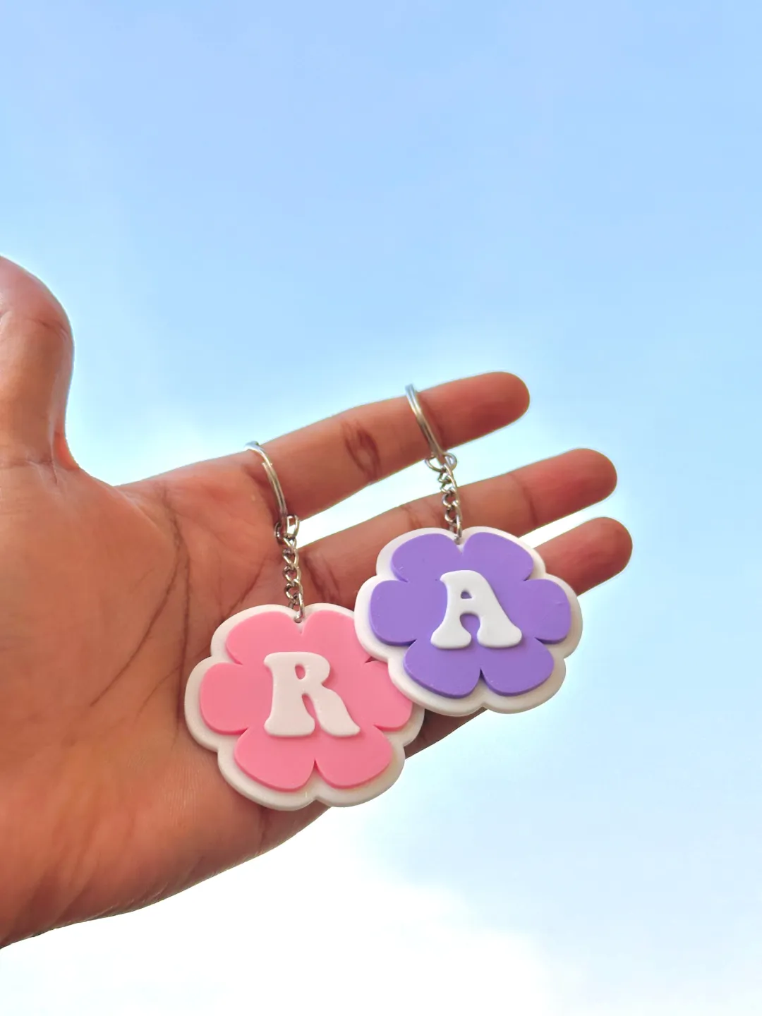 Flower Initial Keychains view 2