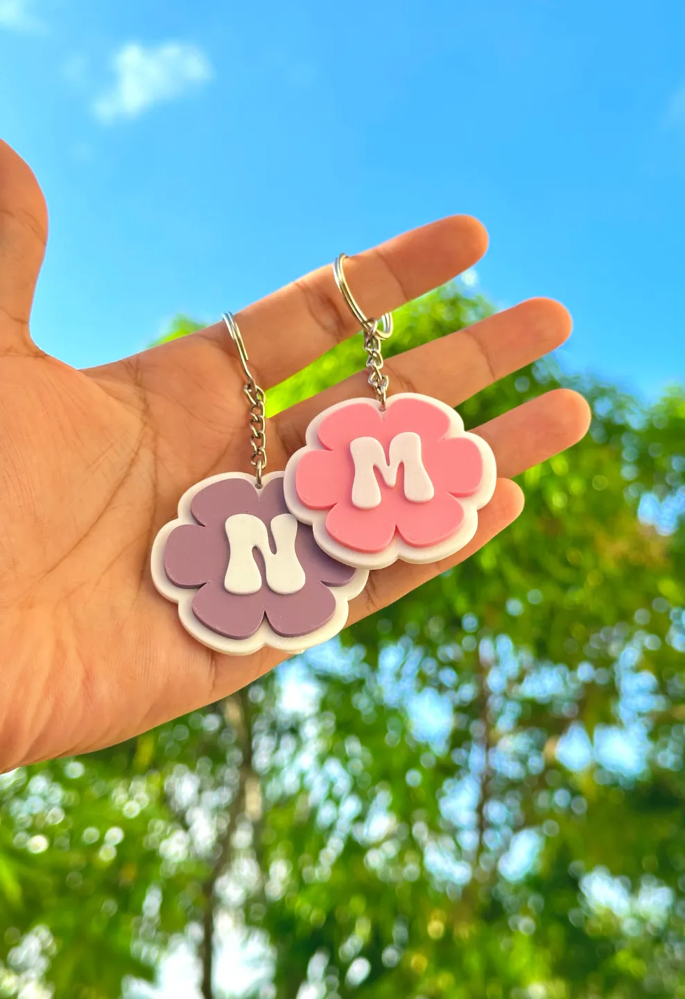 Flower Initial Keychains view 3