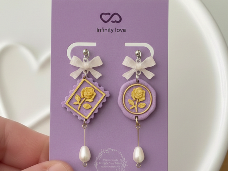 Rose Sealed Letter Earrings