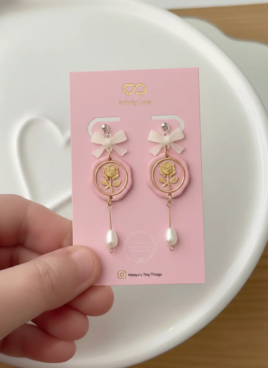 Rose Sealed Letter Earrings view 2