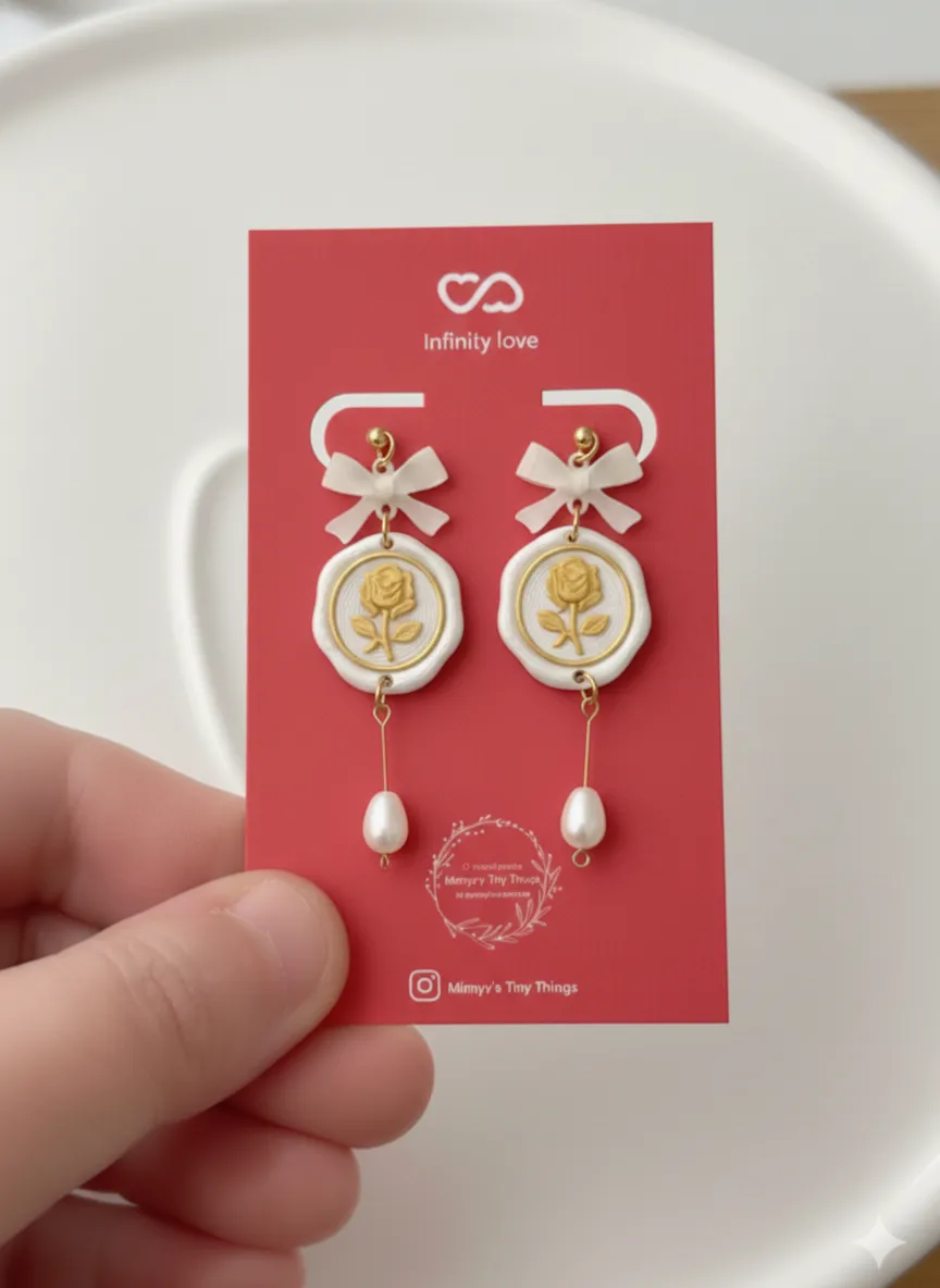 Rose Sealed Letter Earrings view 4