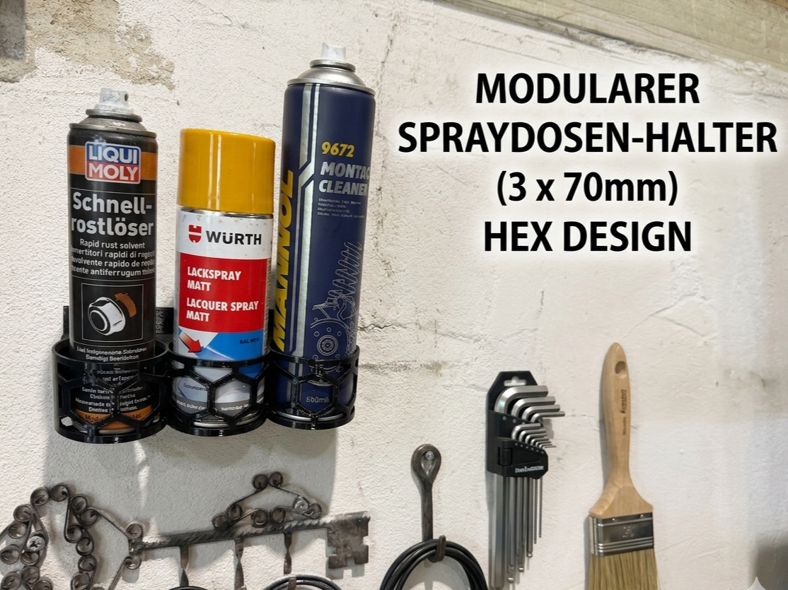 Modularer Spraydosen-Halter (3 x 70mm) Hex Design