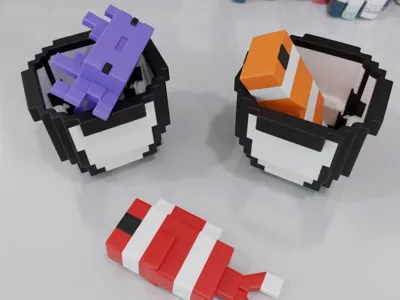 Minecraft Bucket (with Clown fish and axolotl)
