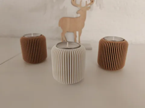Ribbed Modern Tealight Holder - different heights view 2