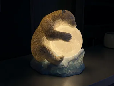 Arctic Polar Bear Moon Lamp