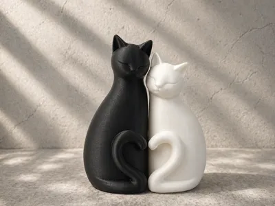 Minimalist Cat Couple – 2 Color Decor
