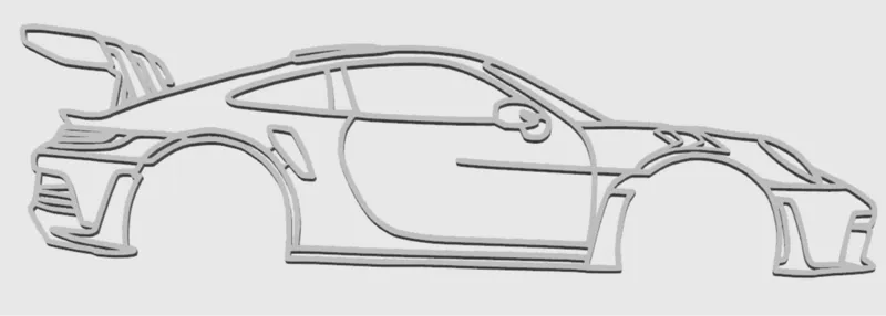 Porsche GT3 RS side view without wheels