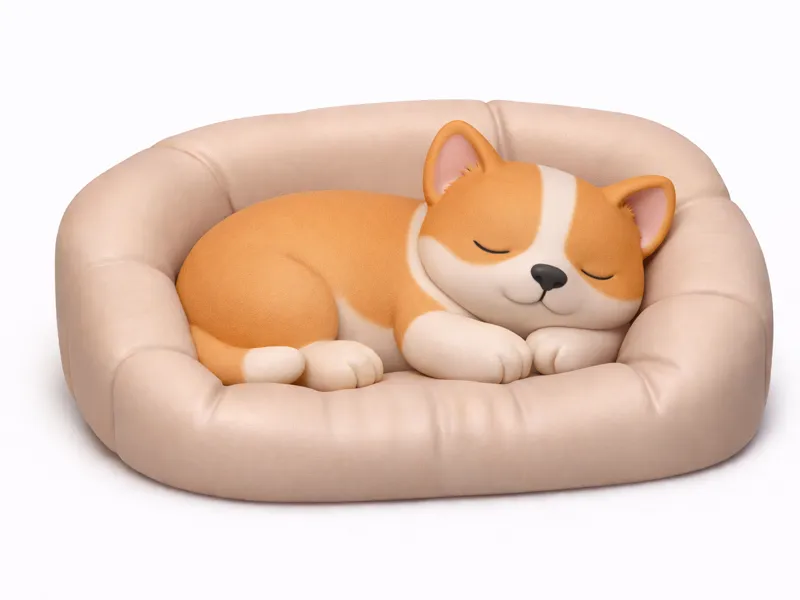 sleeping dog on bed