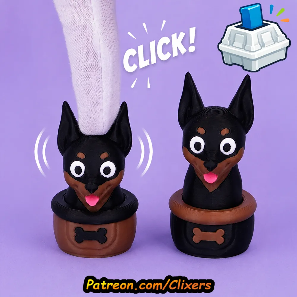 Doberman Dog Clicker STL - Free 3D Print Model - MakerWorld