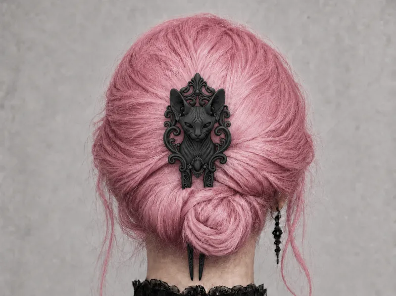 Goth Sphynx Cat Hair Fork