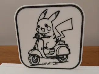Dessous de verre Pikachu en moto