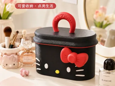 Exquisite Kitty Cat Large Capacity Storage Box Skincare Cosmetics Desktop Bedside Storage Decorative Item Kitty Storage Box
