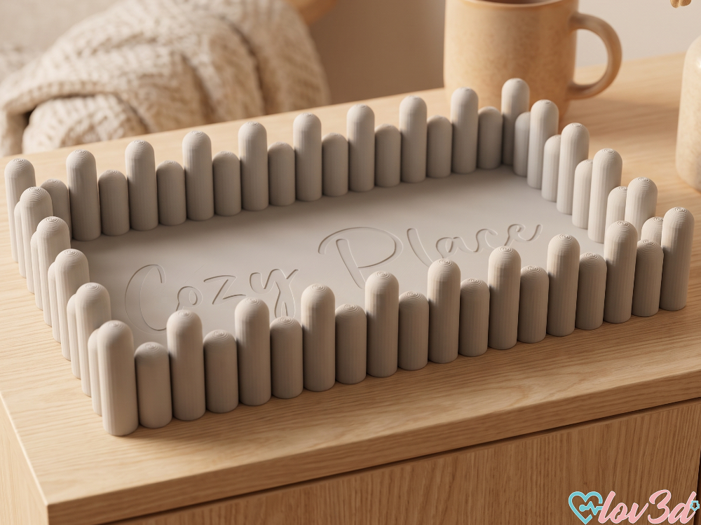Modern Wavy Picket Decor Tray - Cozy Place / Blank - 1