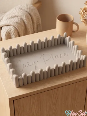 Bandeja organizadora: Modern Wavy Picket Decor Tray - Cozy Place / Blank — vista de referencia 2