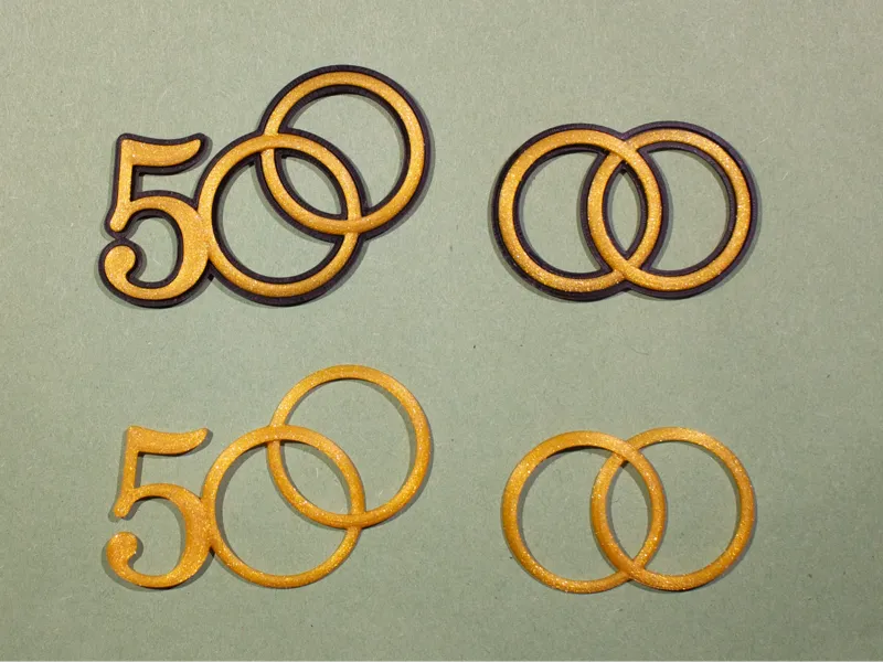 Golden Wedding 50 anniversary decor rings 3D