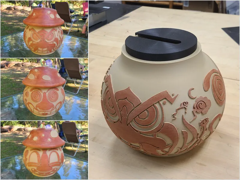 Ballot Voting Pot/Urn; Tiki and Mushroom-Themed