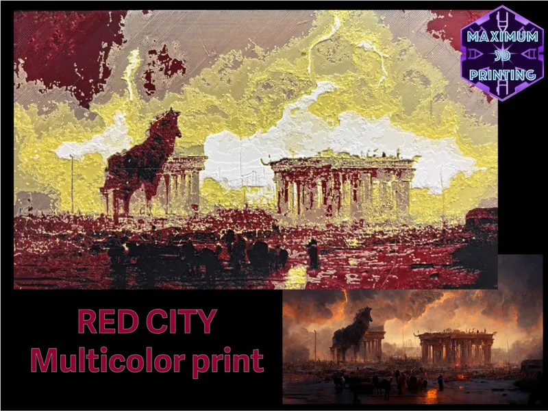 Red City Multicolor Print