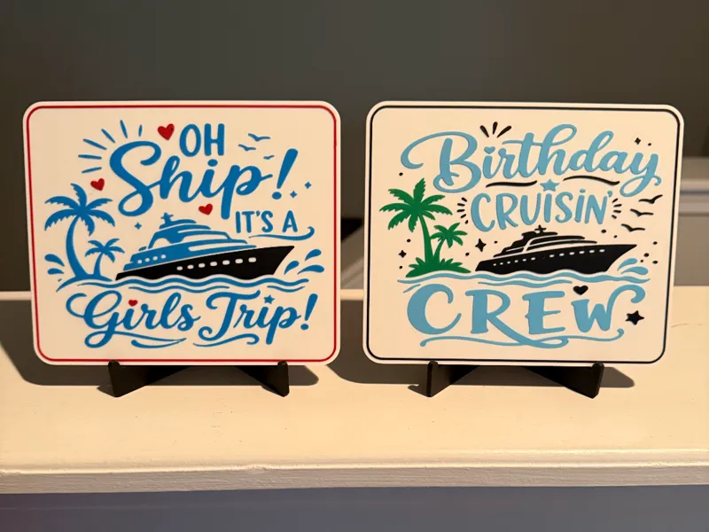 CRUISE DOOR SIGN AND BEVERAGE COASTER