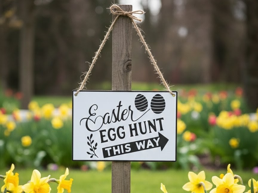 Easter Egg Hunt This Way Sign