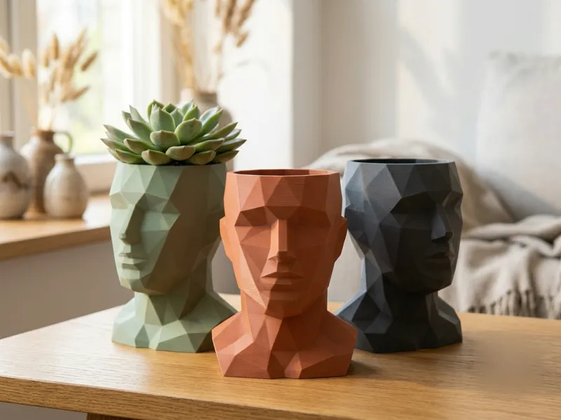 Low Poly Head Bust Planter